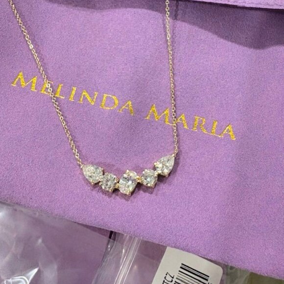 Melinda Maria Five Diamondette Gold Necklace - Picture 2 of 2